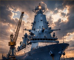 Modern naval vessel and shipbuilding
