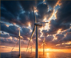 Offshore wind turbines in dramatic conditions